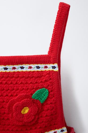 ROBE EN MATIÈRES VARIÉES FLEURS BRODÉES CASA LAWA X ZARA KIDS - Rouge de Zara - Image 2