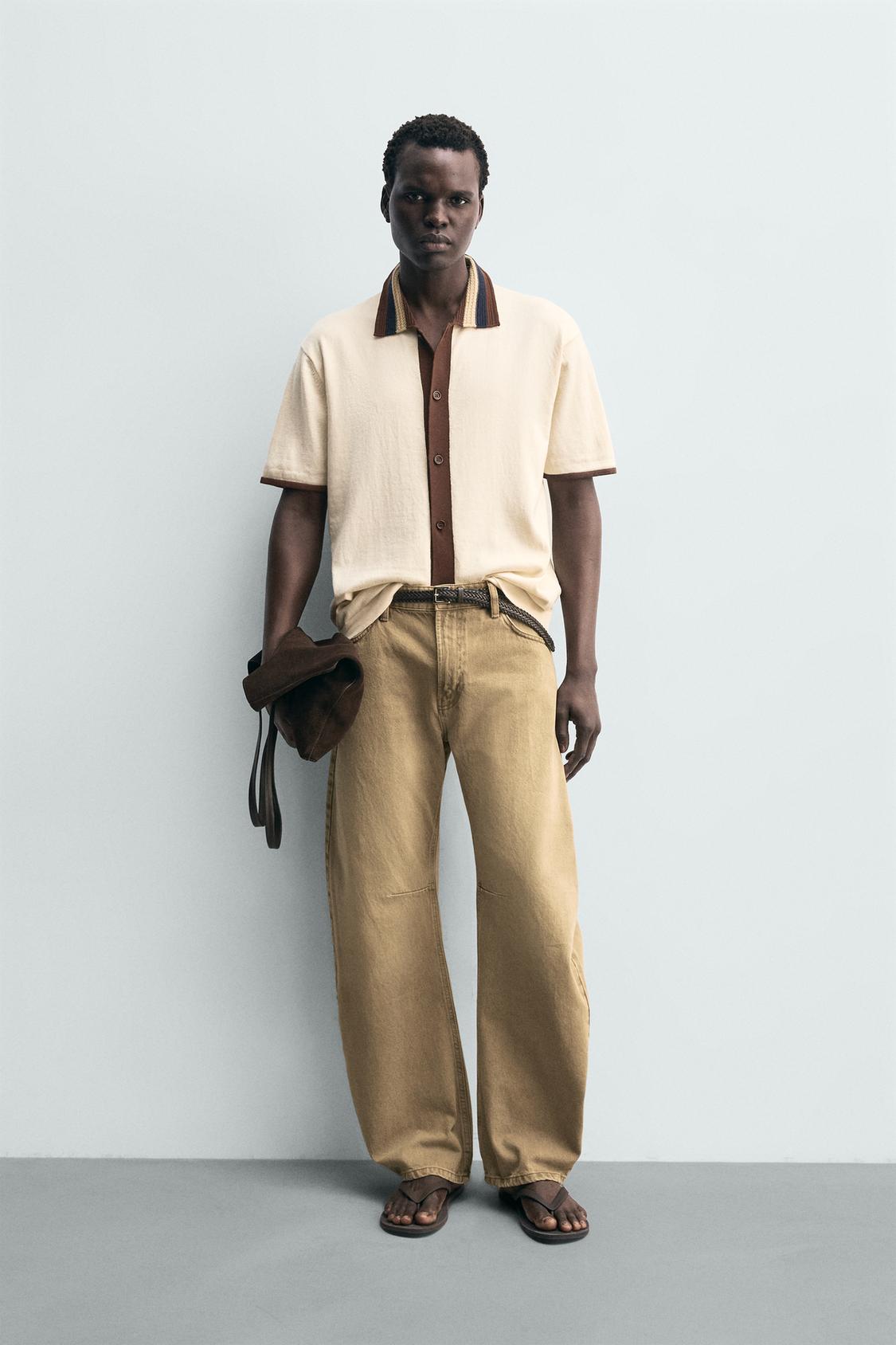 КОНТРАСТНАЯ ТРИКОТАЖНАЯ РУБАШКА ZARA