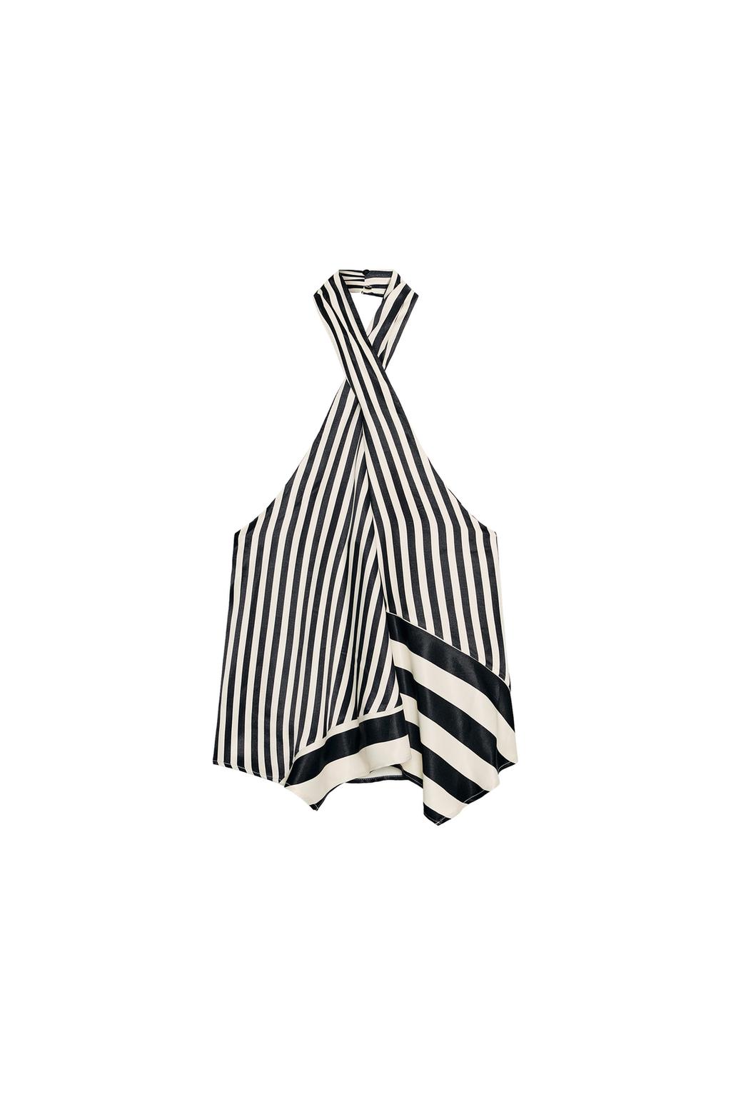STRIPED HALTER TOP