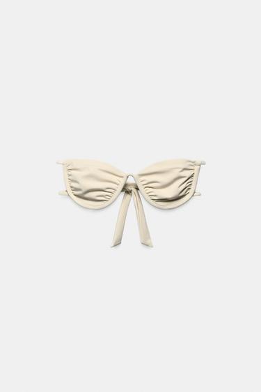 UNDERWIRED STRAPPY BIKINI TOP - Ecru by Zara