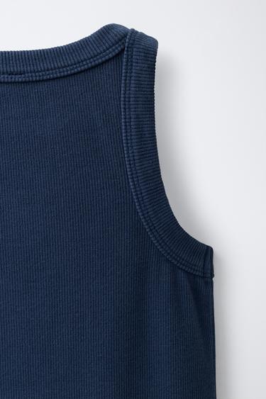 ROBE CÔTELÉE BRODÉE - Bleu de Zara - Image 3