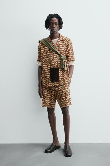 GEOMETRIC JACQUARD SHIRT - orange-green by Zara