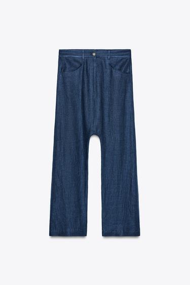 PANTALON BAGGY 100 % LIN ZW COLLECTION LIMITED EDITION - Indigo de Zara - Image 1