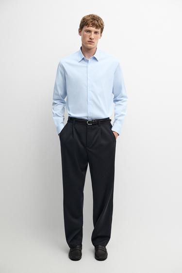 Zara Slim fit stretch shirt - Green stripe