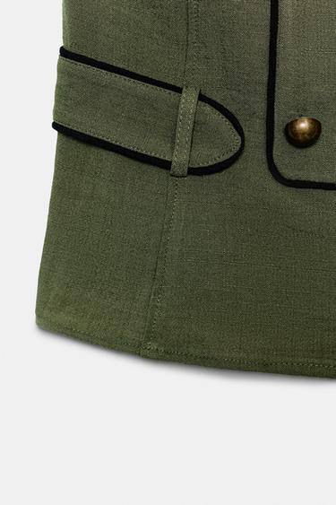 HALTER TOP WITH OPEN BACK AND BUTTONS - Dark khaki by Zara - Image 7