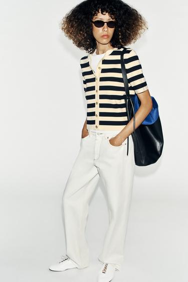 SHORT SLEEVE STRIPED CARDIGAN - Stripes by Zara - Image 0