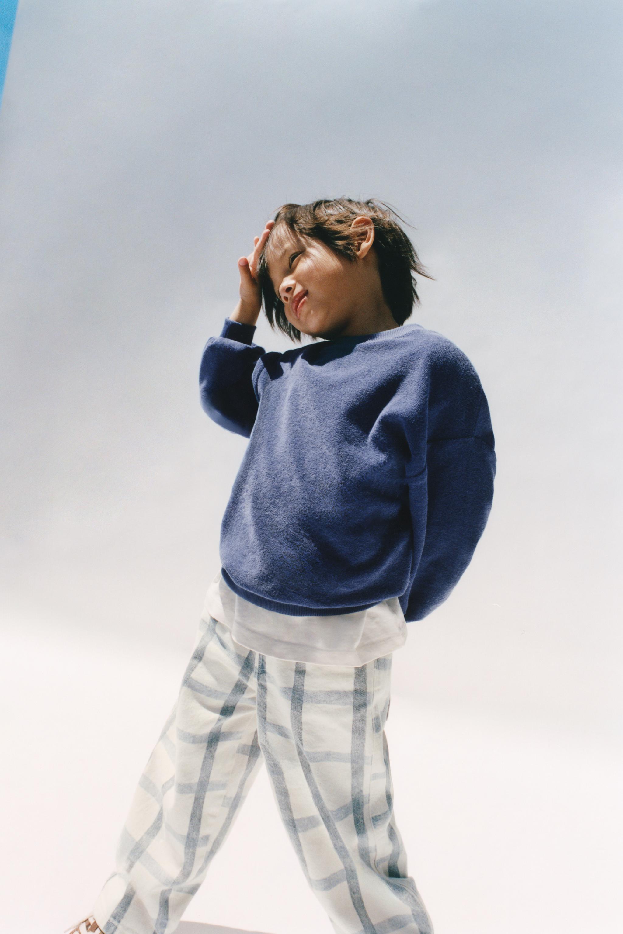 PLAID BAGGY PANTS — Blue / White