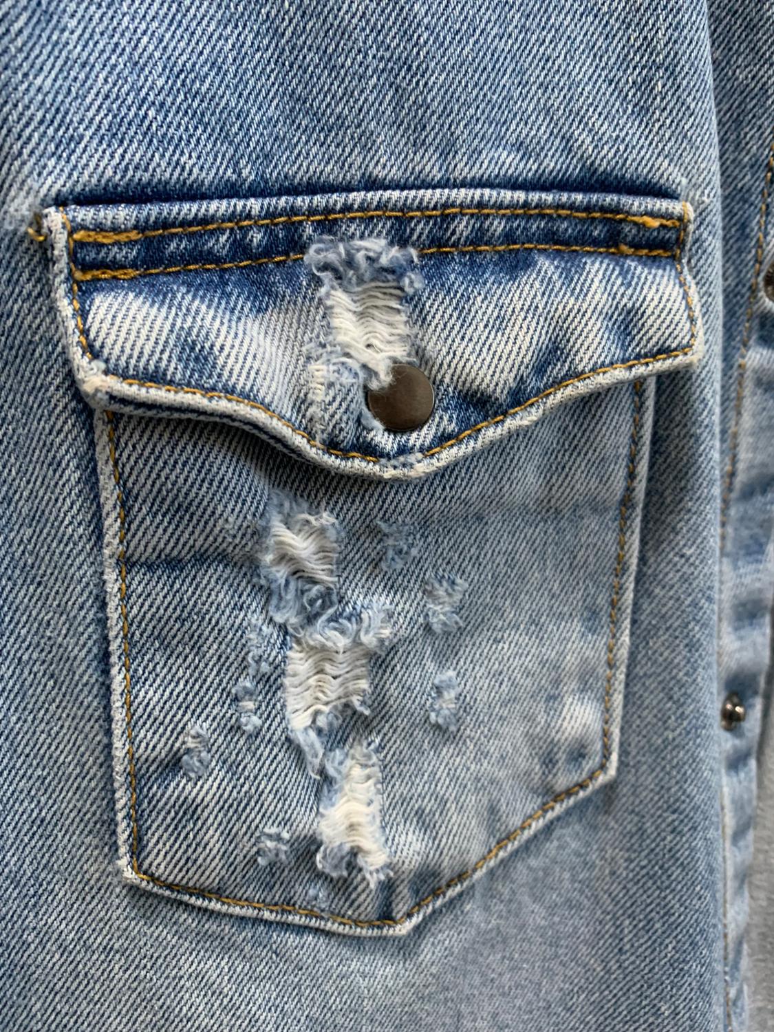 RIPPED DENIM OVERSHIRT - Image 4
