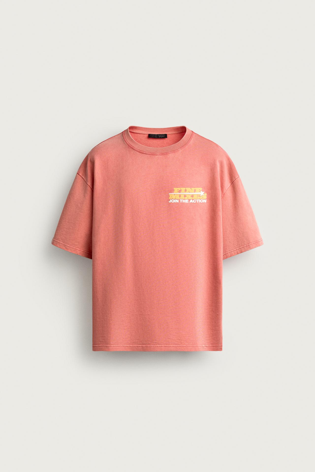 WASHED PRINTED TEXT SWEATSHIRT — Faded pink
