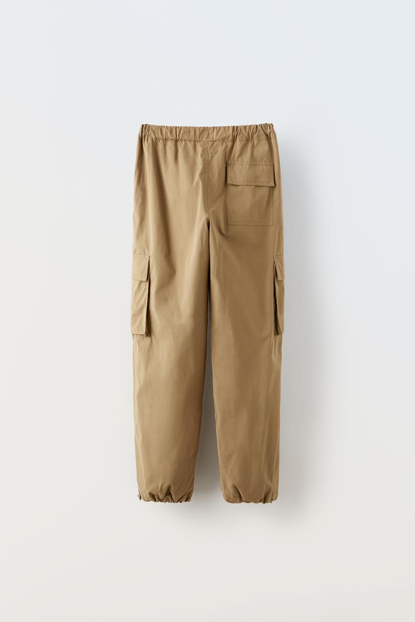 LINED CARGO PANTS - Mink brown