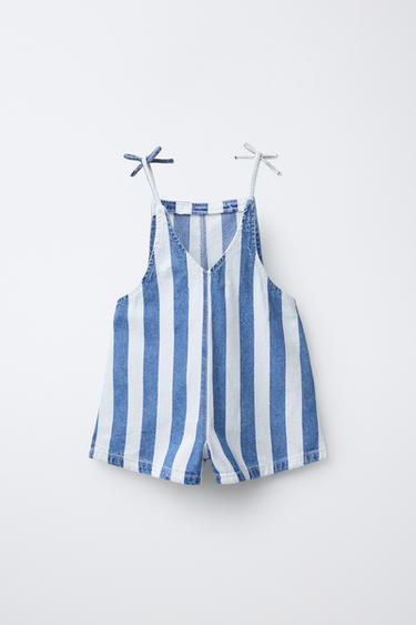 COMBINAISON COURTE À RAYURES ONDULÉES - Bleu de Zara - Image 1