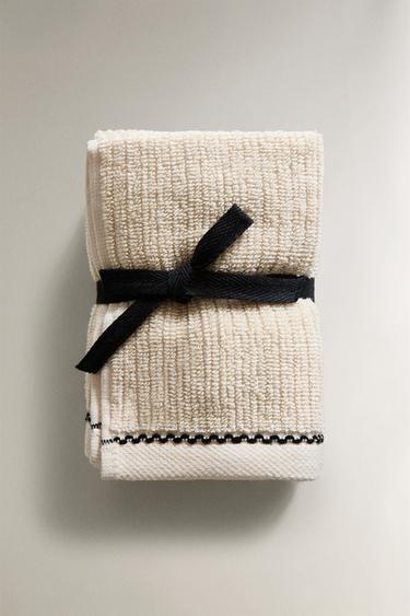 TOPSTITCHED FACE TOWEL (PACK OF 3) - Sand by Zara - Image 0