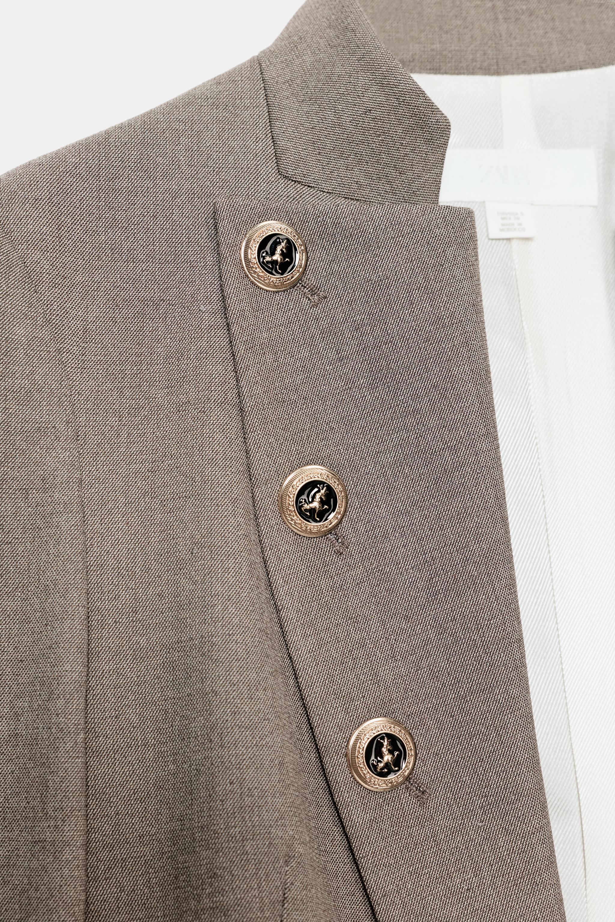 ボタンフラップ付きテーラードブレザー - ゴールデンブラウン | ZARA