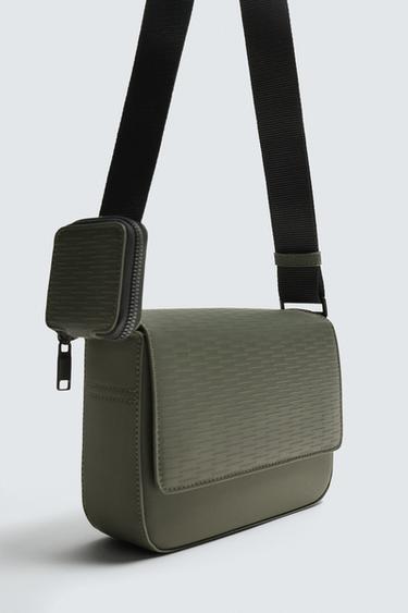 RUBBERISED TEXTURED CROSSBODY BAG - Khaki Green by Zara - Image 4