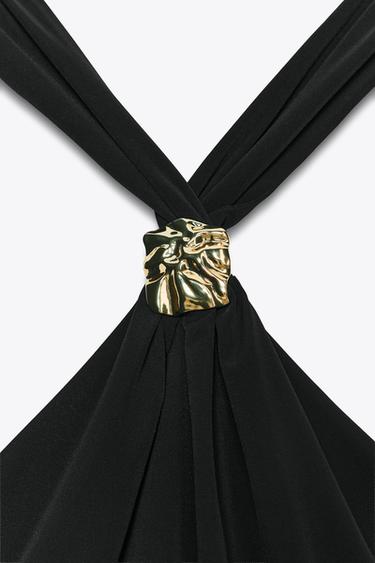 CROSSOVER DRESS WITH DETAIL - Black by Zara - Image 7