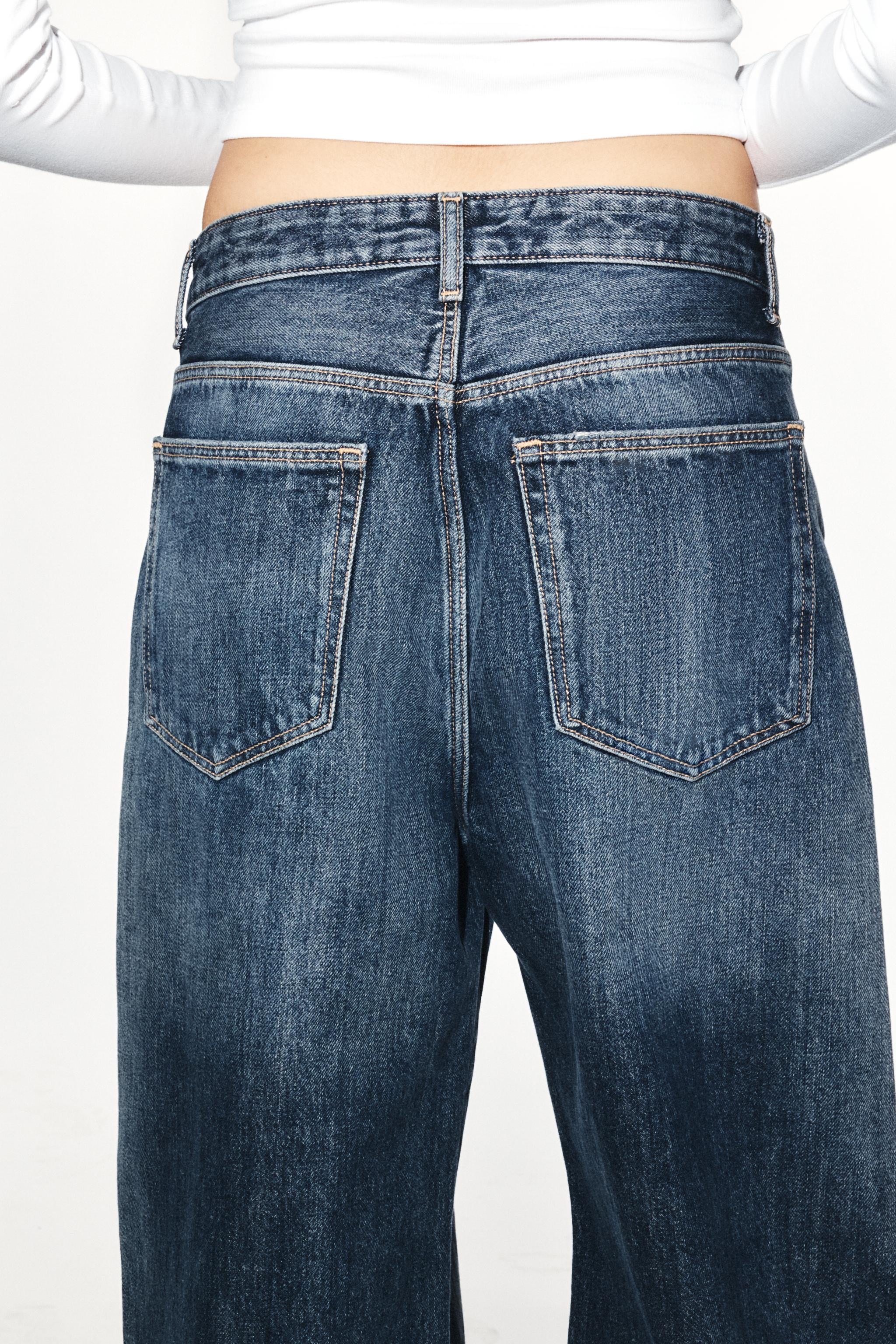 Zara Trf Orta Bel Baggy Folded Jean görsel 7