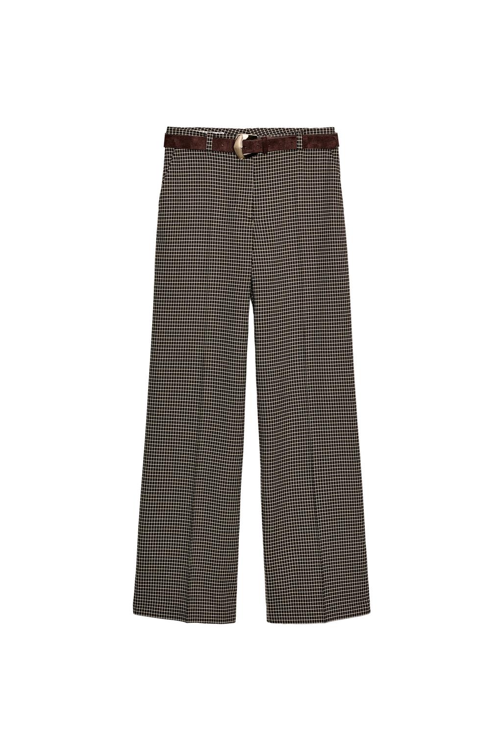 STRAIGHT-LEG PLAID BELTED PANTS - image 3