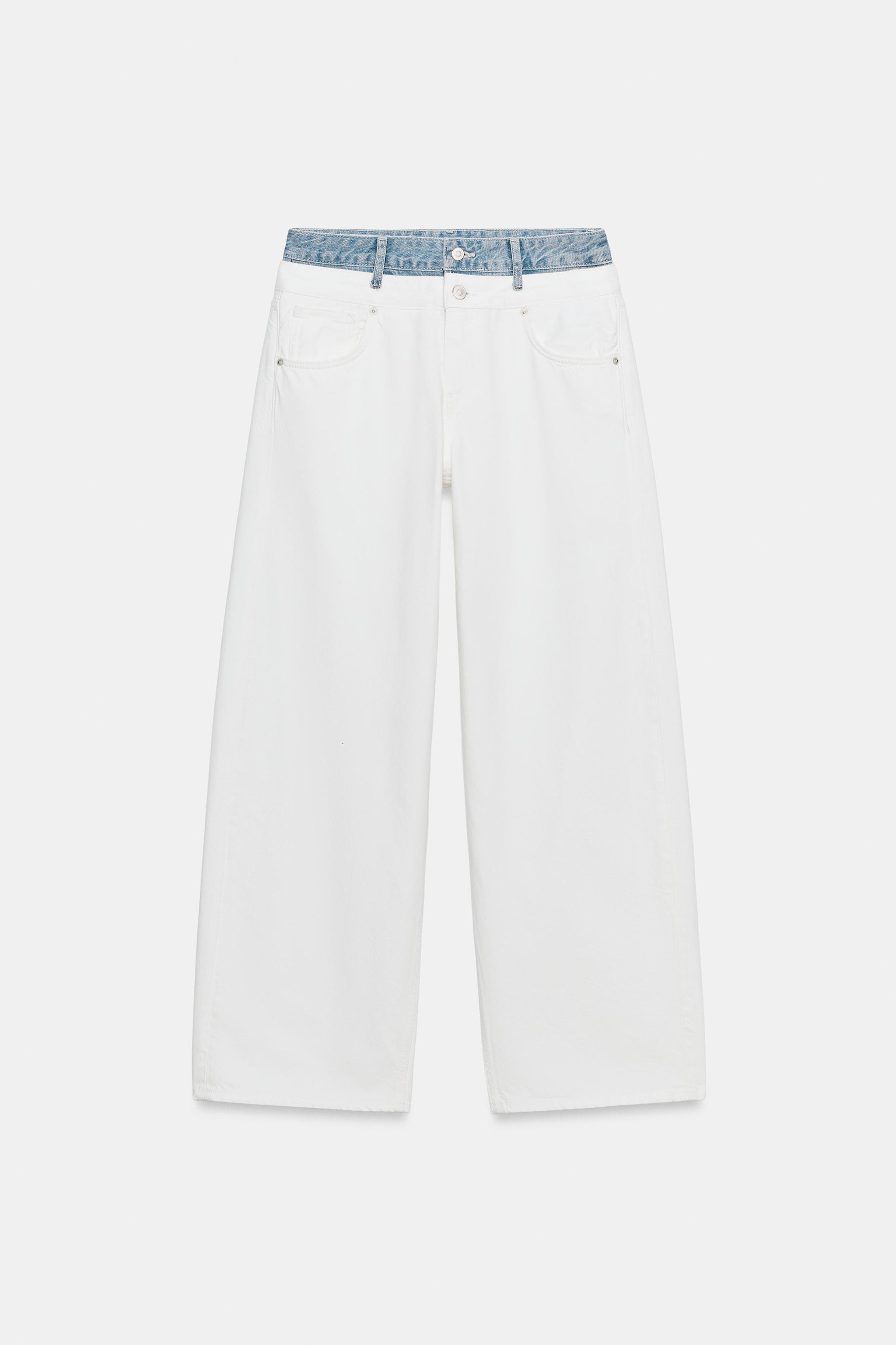 Женские джинсы Zara TRF STRAIGHT DOUBLE WAISTBAND MID-RISE JEANS — фото 8