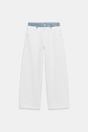 TRF DOUBLE WAISTBAND STRAIGHT-LEG JEANS - White by Zara - Image 7