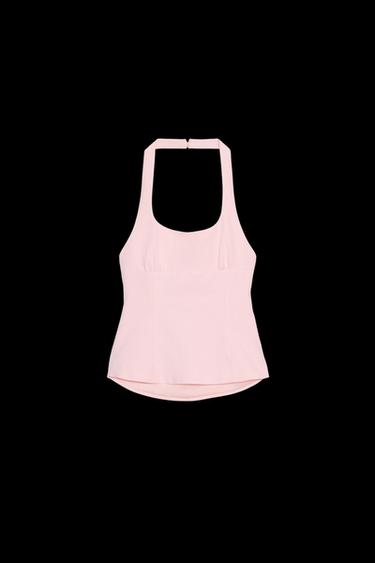 Zara BOW HALTER TOP - Light pink - Image 0