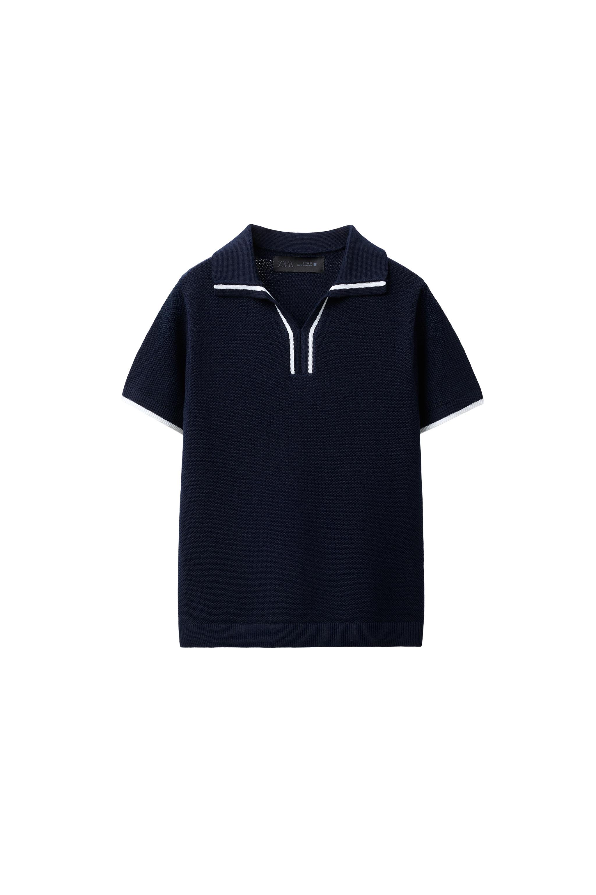 PIQUÉ KNIT POLO SHIRT - Navy blue | ZARA Turkey