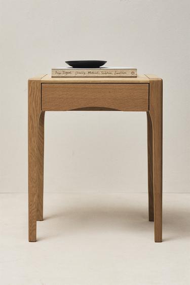 OAK BEDSIDE TABLE WITH DRAWER - Light beige by Zara