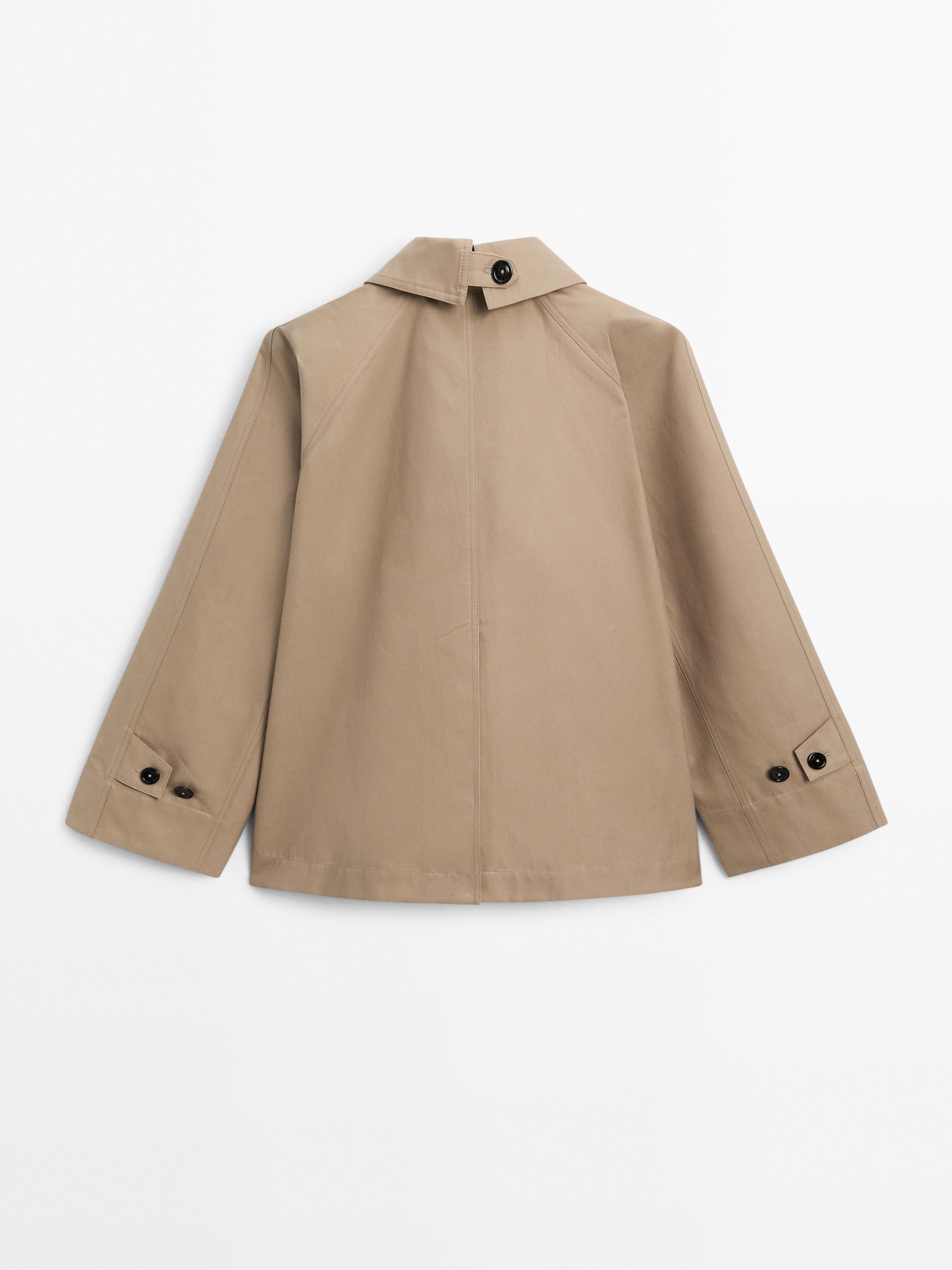 Short water-repellent cape trench coat - Dark mink | ZARA