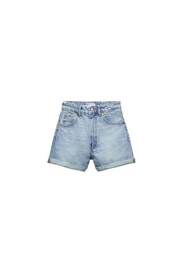 TRF HIGH-RISE MOM FIT DENIM BERMUDA SHORTS