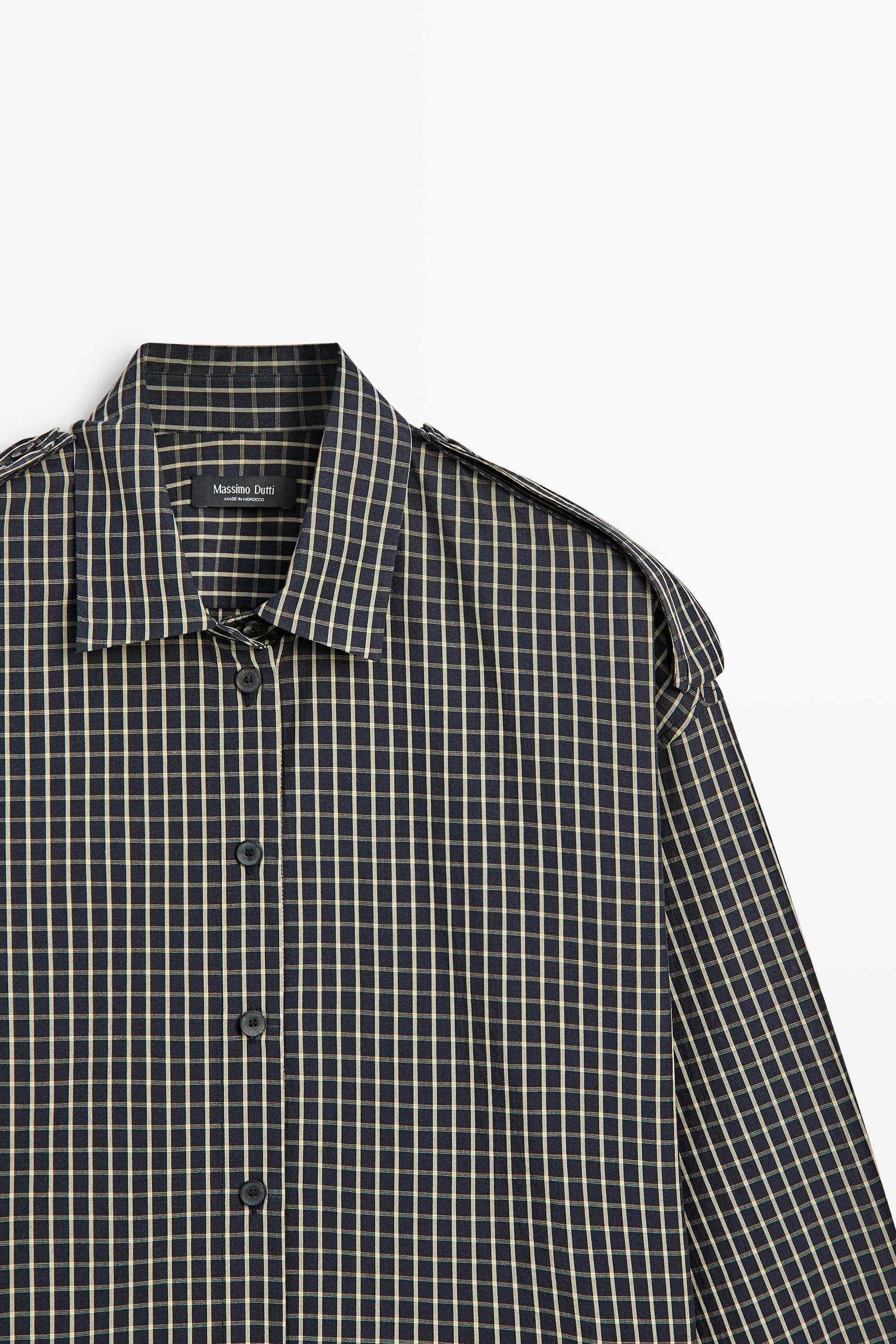 Chemise à carreaux détail épaules 100 % coton