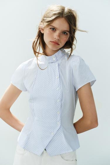 CAMISA MANGA CORTA - Azul / Blanco de Zara