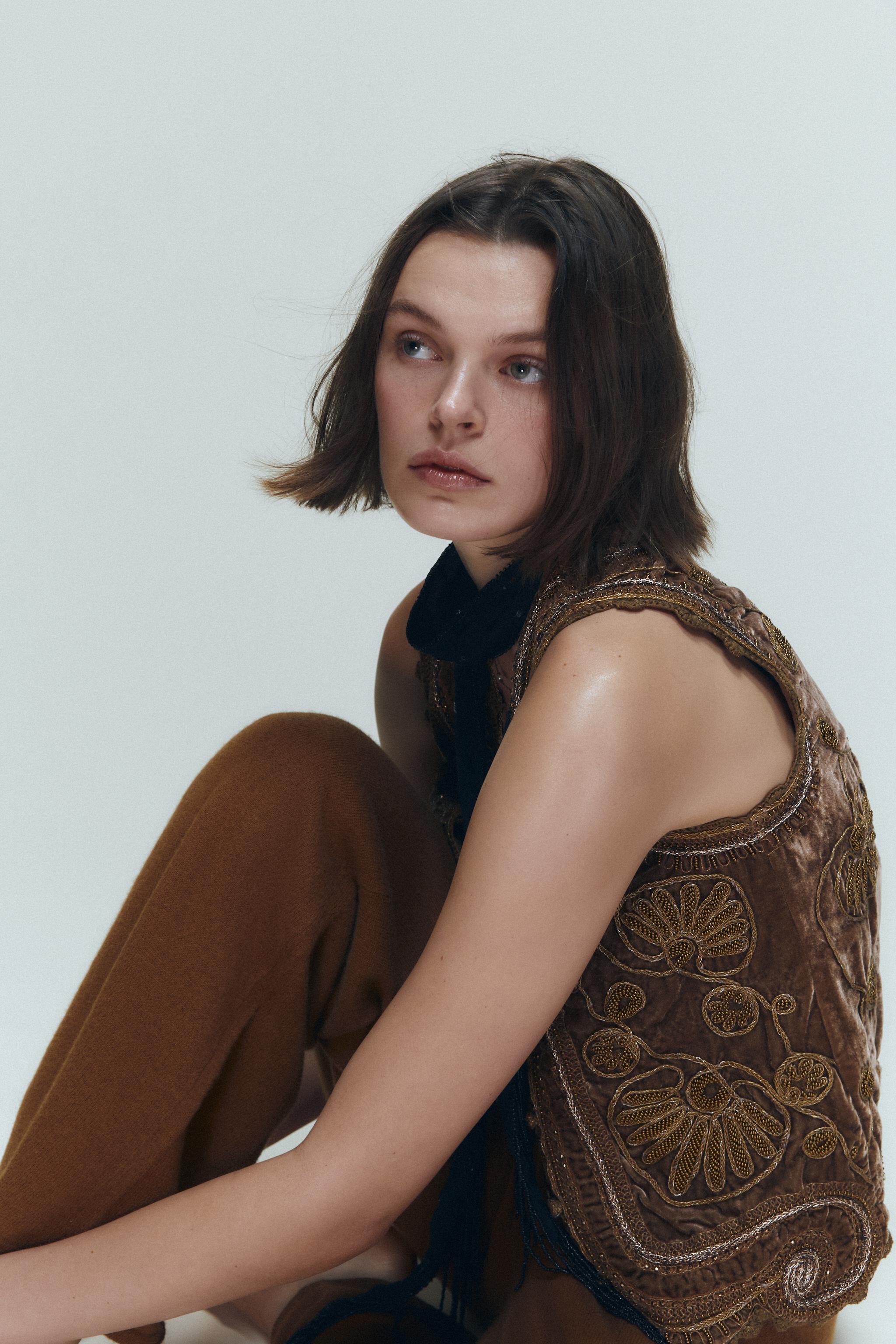 LIMITED EDITION VELVET EMBROIDERED BEADED VEST