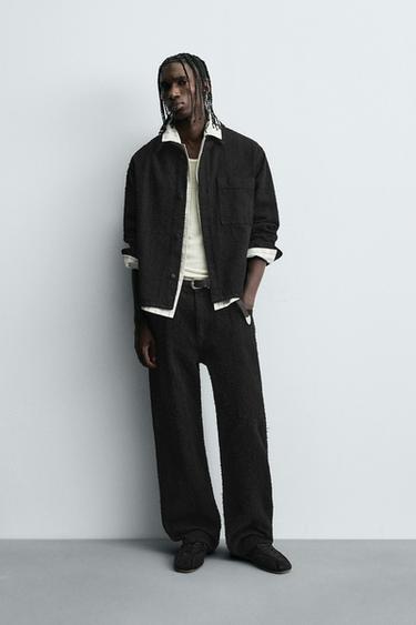 RELAXED FIT JEANS TEXTURE - Black by Zara - Image 0