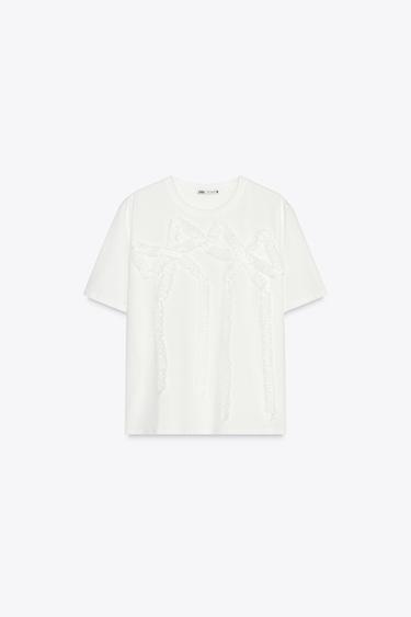 CAMISETA FRUNCES VOLUMEN - Blanco de Zara