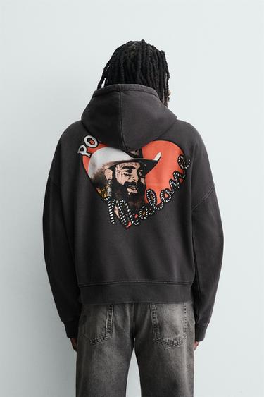SWEAT À CAPUCHE GRAPHIQUES POST MALONE™ - Noir de Zara - Image 2
