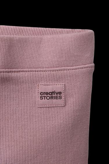 RIBBED LEGGINGS WITH LABEL - Pink / Mauve by Zara