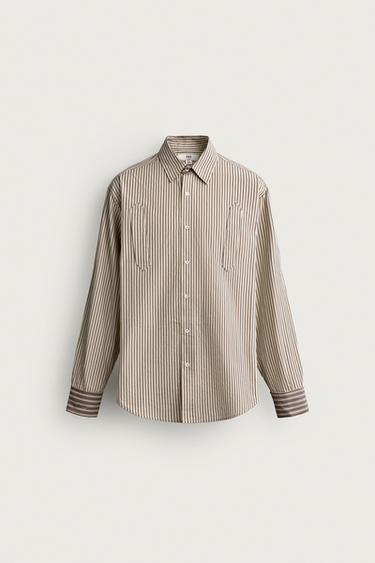 Zara RELAXED-FIT COMBINED STRIPE SHIRT - striped