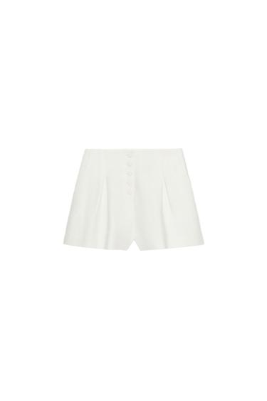ШОРТЫ-БЕРМУДЫ С ОБТЯЖНЫМИ ПУГОВИЦАМИ — ЖЕЛТОВАТО-БЕЛЫЙ от Zara