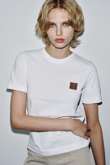 Zara SHORT SLEEVE T-SHIRT WITH LABEL - White