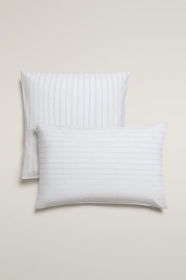 COTTON PILLOWCASE WITH DOUBLE STRIPES - Oyster-white by Zara
