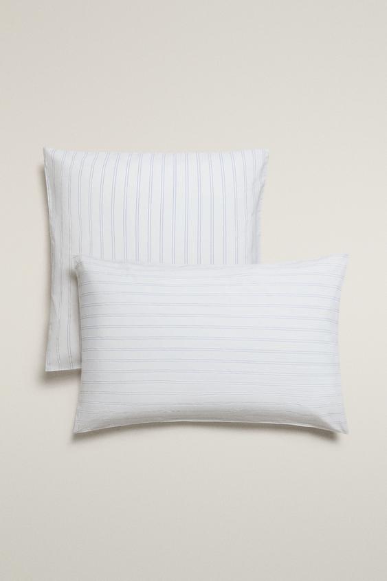TAIE D’OREILLER DOUBLE RAYURES EN COTON - Blanc cassé de Zara - Image 0