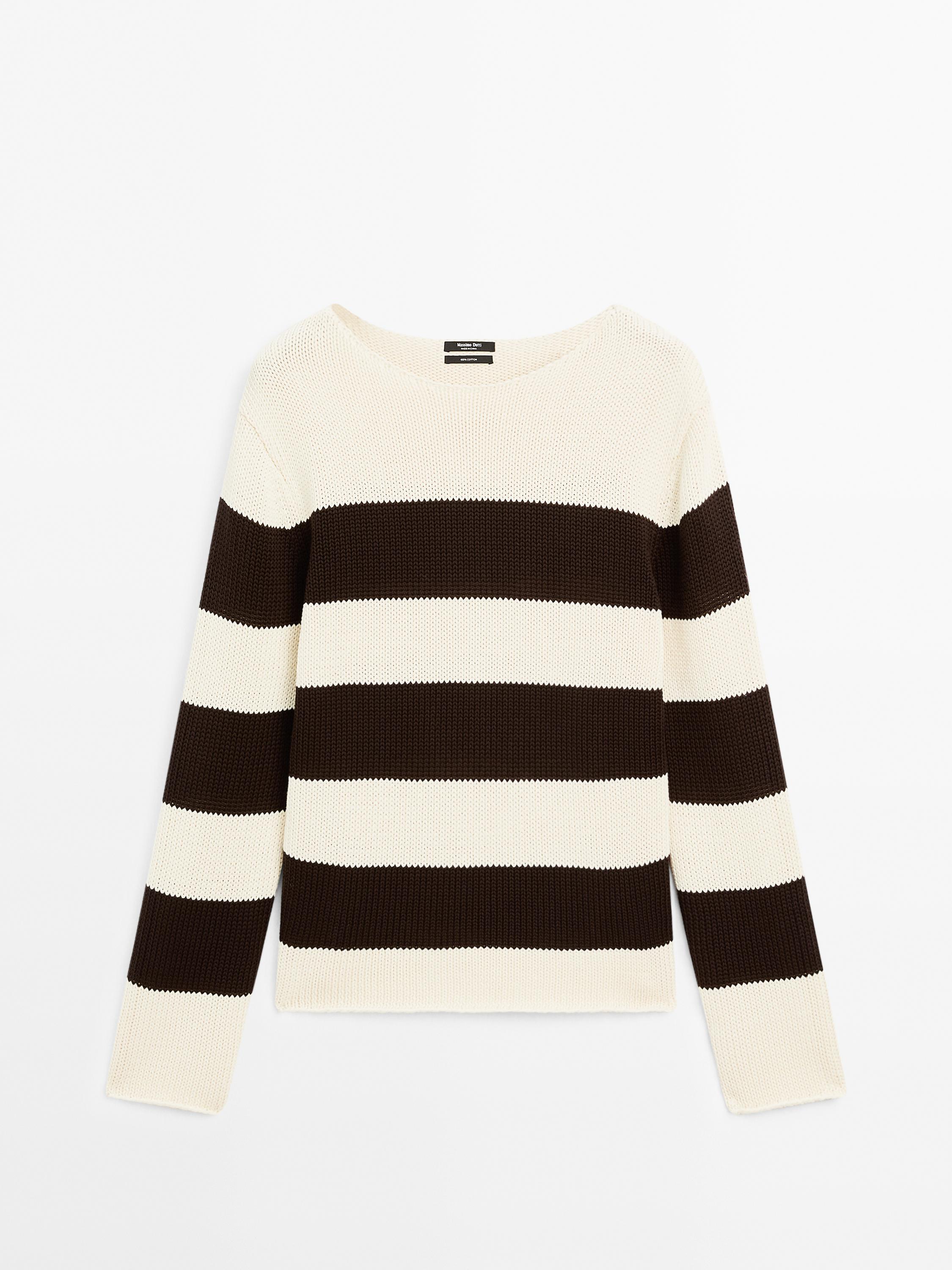 Pull à rayures en maille 100 % coton