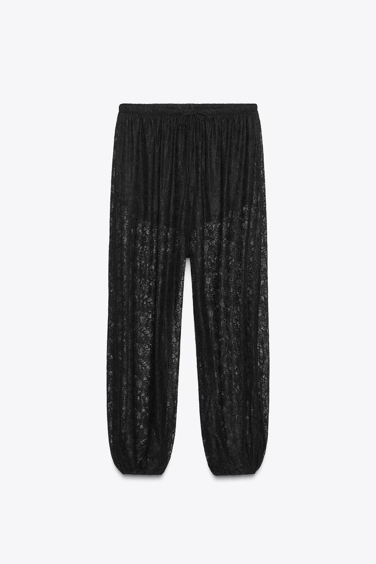 PANTALON BALLON DENTELLE Noir ZARA France
