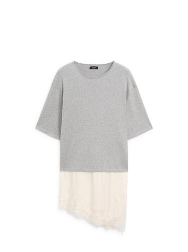 Zara Sweater with contrast lace detail - Mid-gray