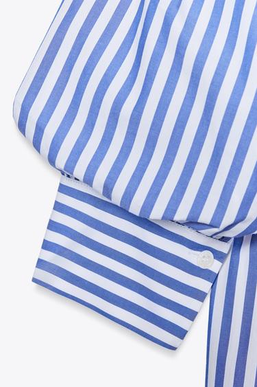 CHEMISE POPELINE MANCHES BOUFFANTES ZW COLLECTION - rayures de Zara - Image 6