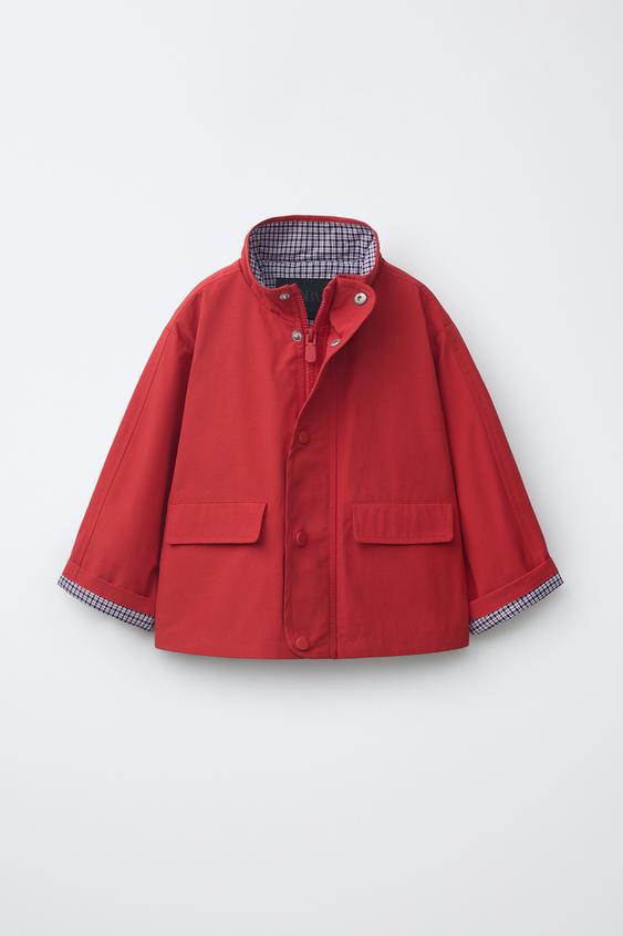 CAZADORA FORRO ESTAMPADO CUADROS - Rojo de Zara - Imagen 0