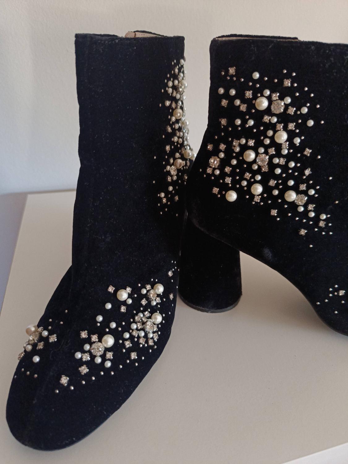 BEADED VELVET ANKLE BOOTS - Image 4