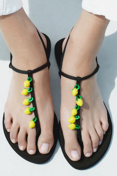 BEADED STRAP SANDALS - Black by Zara - Image 1
