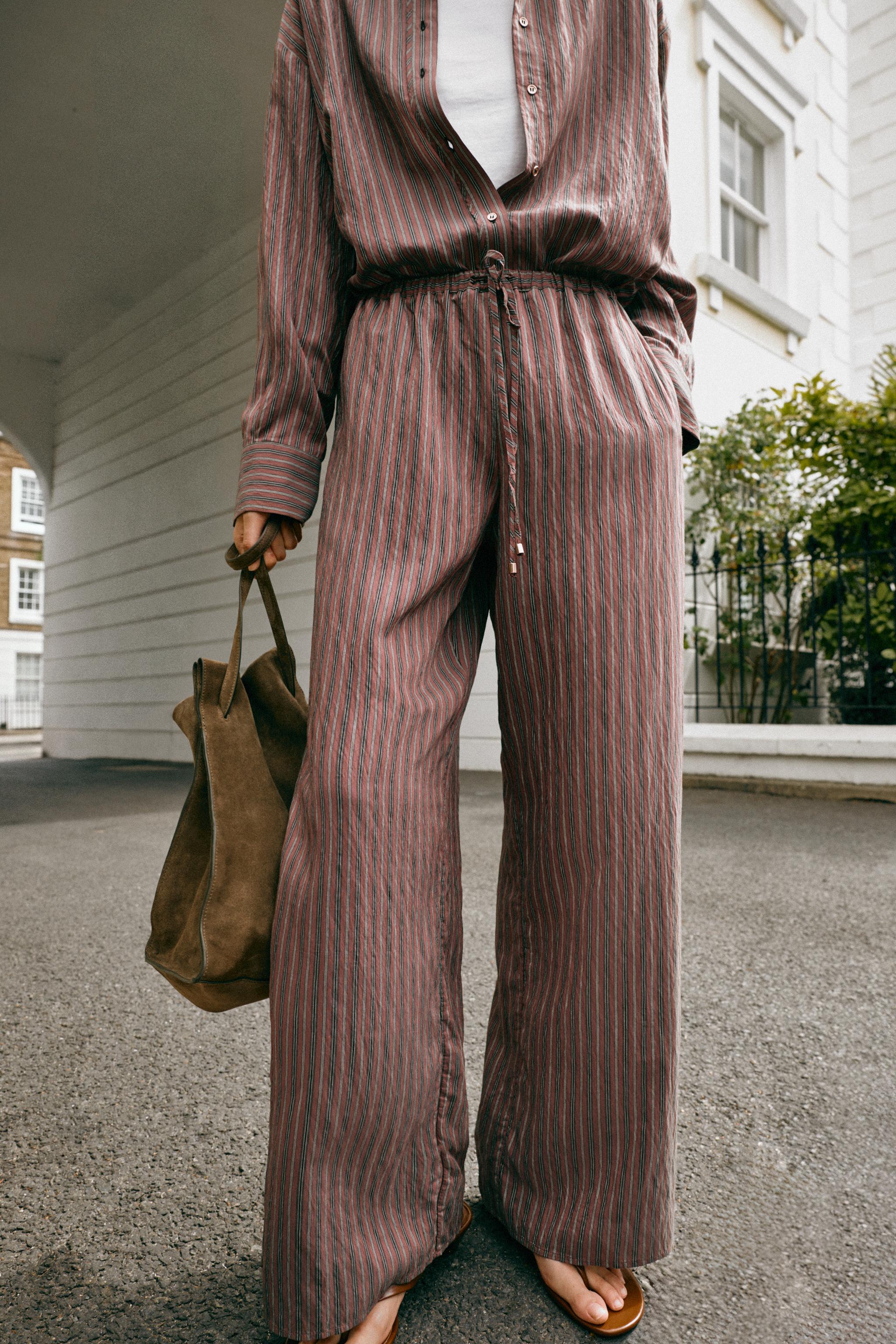 STRIPED WIDE-LEG PANTS