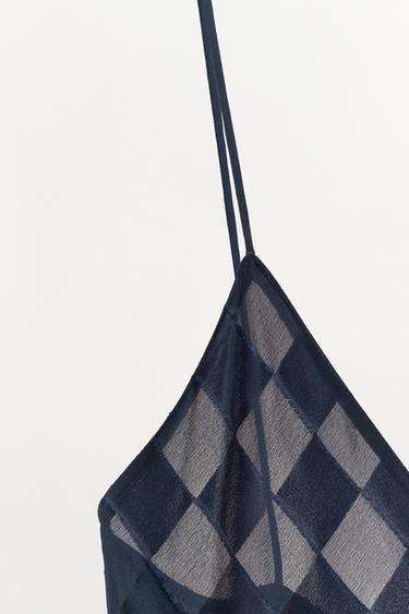 100% SILK JACQUARD ARGYLE DRESS - Blue by Zara - Image 5