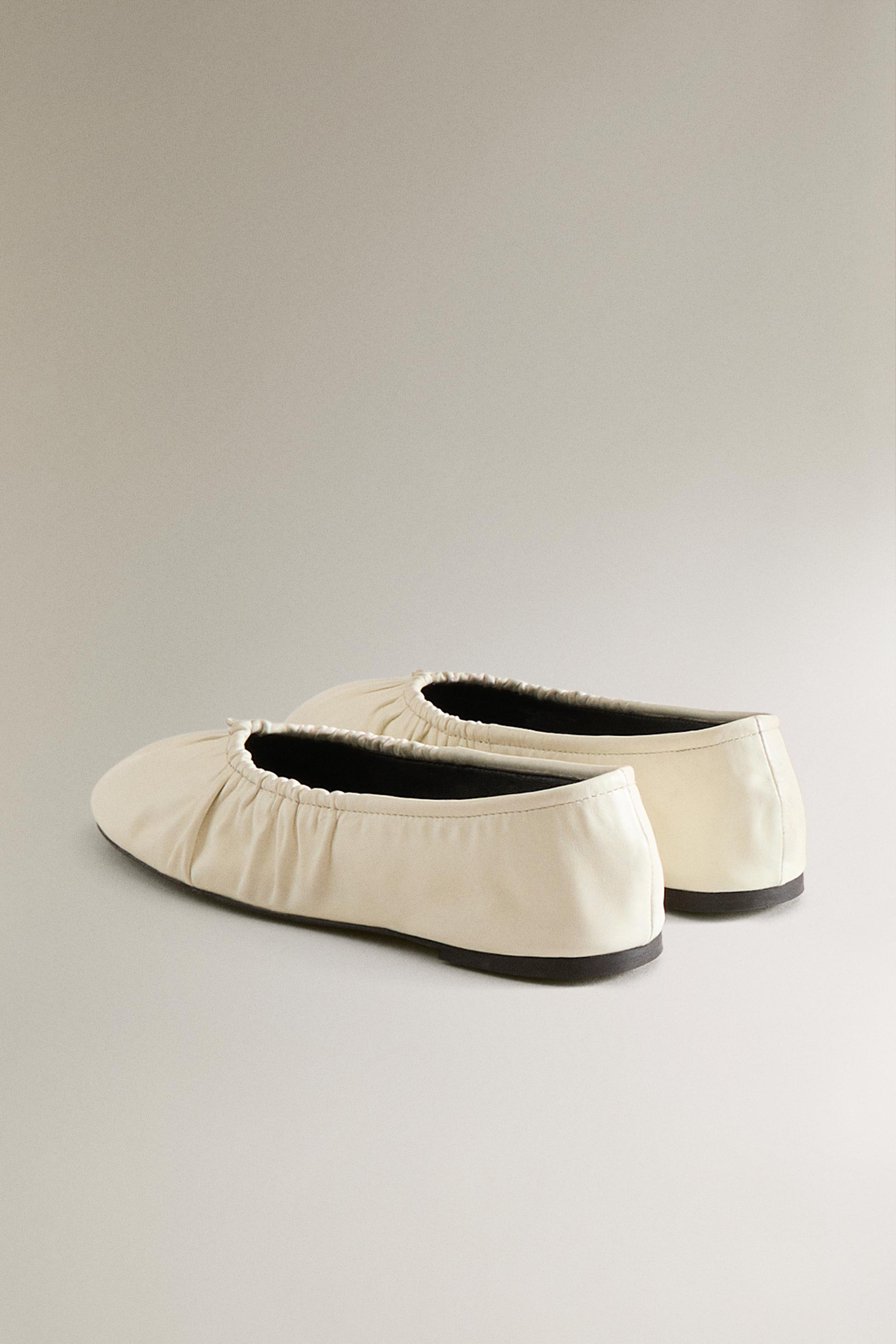 BALLERINES EN CUIR FRONCÉES
